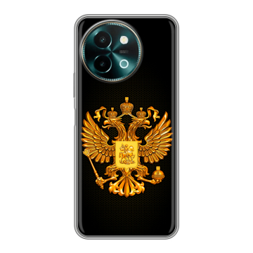 Силиконовый чехол на Vivo Y38 с принтом Герб России желтый