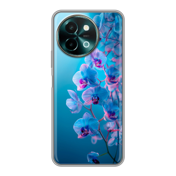 Силиконовый чехол на Vivo Y38 с принтом голубые орхидеи