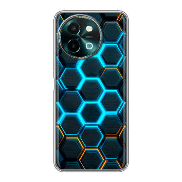 Силиконовый чехол на Vivo Y38 с принтом Неоновые соты Силиконовый чехол на Vivo Y38 с принтом Неоновые соты