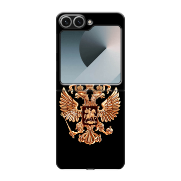 Пластиковый чехол на Samsung Galaxy Z Flip 6 с принтом Герб России золотой Пластиковый чехол на Samsung Galaxy Z Flip 6 с принтом Герб России золотой