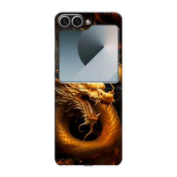 Пластиковый чехол на Samsung Galaxy Z Flip 6 с принтом Золотой дракон Пластиковый чехол на Samsung Galaxy Z Flip 6 с принтом Золотой дракон