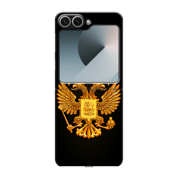 Пластиковый чехол на Samsung Galaxy Z Flip 6 с принтом Герб России желтый Пластиковый чехол на Samsung Galaxy Z Flip 6 с принтом Герб России желтый