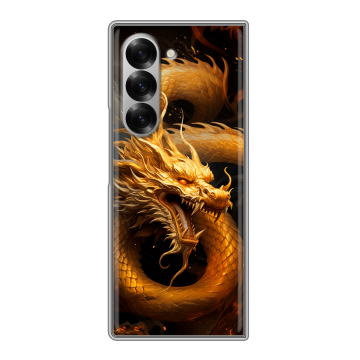 Пластиковый чехол на Samsung Galaxy Z Fold 6 с принтом Золотой дракон Пластиковый чехол на Samsung Galaxy Z Fold 6 с принтом Золотой дракон