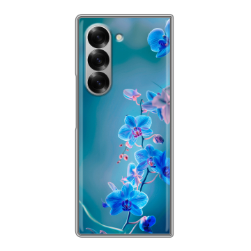 Пластиковый чехол на Samsung Galaxy Z Fold 6 с принтом Голубые цветы Пластиковый чехол на Samsung Galaxy Z Fold 6 с принтом Голубые цветы