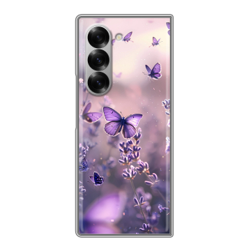 Пластиковый чехол на Samsung Galaxy Z Fold 6 с принтом бабочки и лаванда Пластиковый чехол на Samsung Galaxy Z Fold 6 с принтом бабочки и лаванда