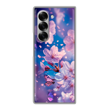 Пластиковый чехол на Samsung Galaxy Z Fold 6 с принтом цветы бабочки Пластиковый чехол на Samsung Galaxy Z Fold 6 с принтом цветы бабочки