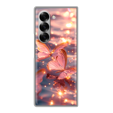 Пластиковый чехол на Samsung Galaxy Z Fold 6 с принтом бабочки розовые Пластиковый чехол на Samsung Galaxy Z Fold 6 с принтом бабочки розовые
