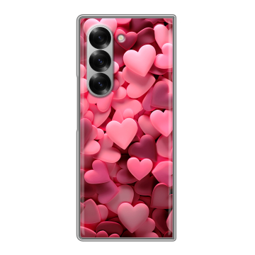 Пластиковый чехол на Samsung Galaxy Z Fold 6 с принтом розовые сердечки Пластиковый чехол на Samsung Galaxy Z Fold 6 с принтом розовые сердечки