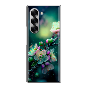 Пластиковый чехол на Samsung Galaxy Z Fold 6 с принтом Цветы и мрамор Пластиковый чехол на Samsung Galaxy Z Fold 6 с принтом Цветы и мрамор