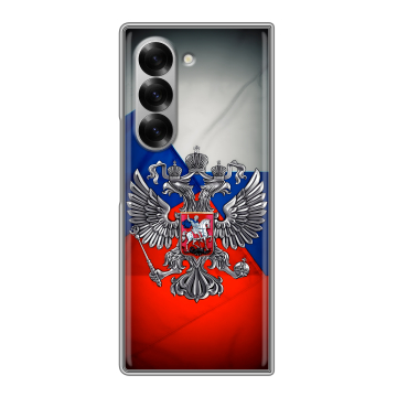Пластиковый чехол на Samsung Galaxy Z Fold 6 с принтом Флаг России Пластиковый чехол на Samsung Galaxy Z Fold 6 с принтом Флаг России