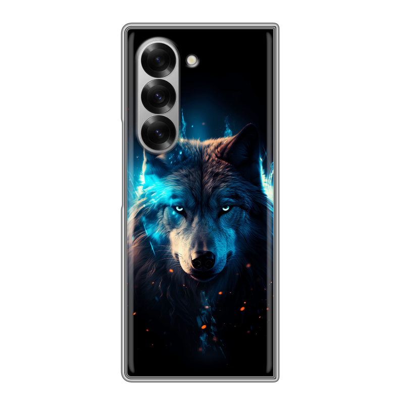 Пластиковый чехол на Samsung Galaxy Z Fold 6 с принтом Волк ночной Пластиковый чехол на Samsung Galaxy Z Fold 6 с принтом Волк ночной