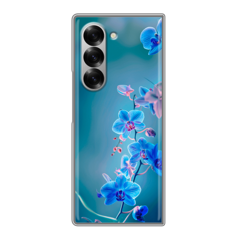 Пластиковый чехол на Samsung Galaxy Z Fold 6 с принтом Голубые цветы Пластиковый чехол на Samsung Galaxy Z Fold 6 с принтом Голубые цветы