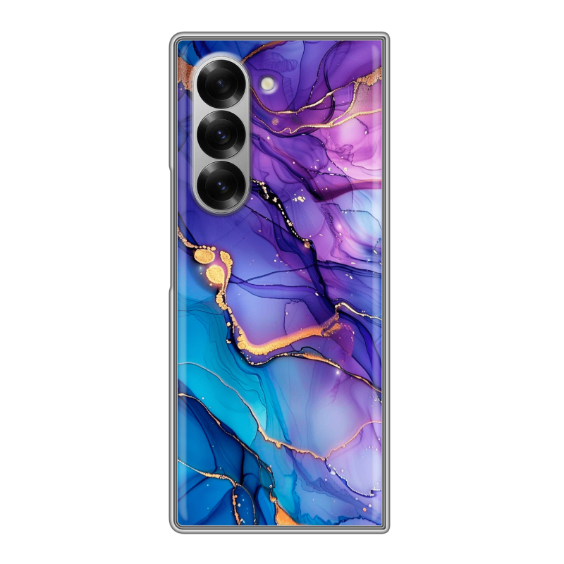 Пластиковый чехол на Samsung Galaxy Z Fold 6 с принтом синий мрамор Пластиковый чехол на Samsung Galaxy Z Fold 6 с принтом синий мрамор