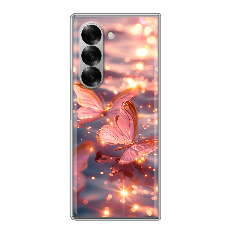 Пластиковый чехол на Samsung Galaxy Z Fold 6 с принтом бабочки розовые Пластиковый чехол на Samsung Galaxy Z Fold 6 с принтом бабочки розовые