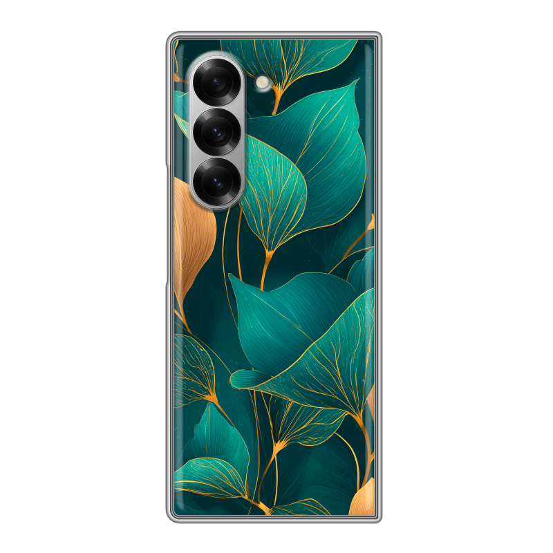 Пластиковый чехол на Samsung Galaxy Z Fold 6 с принтом Листья и золото Пластиковый чехол на Samsung Galaxy Z Fold 6 с принтом Листья и золото