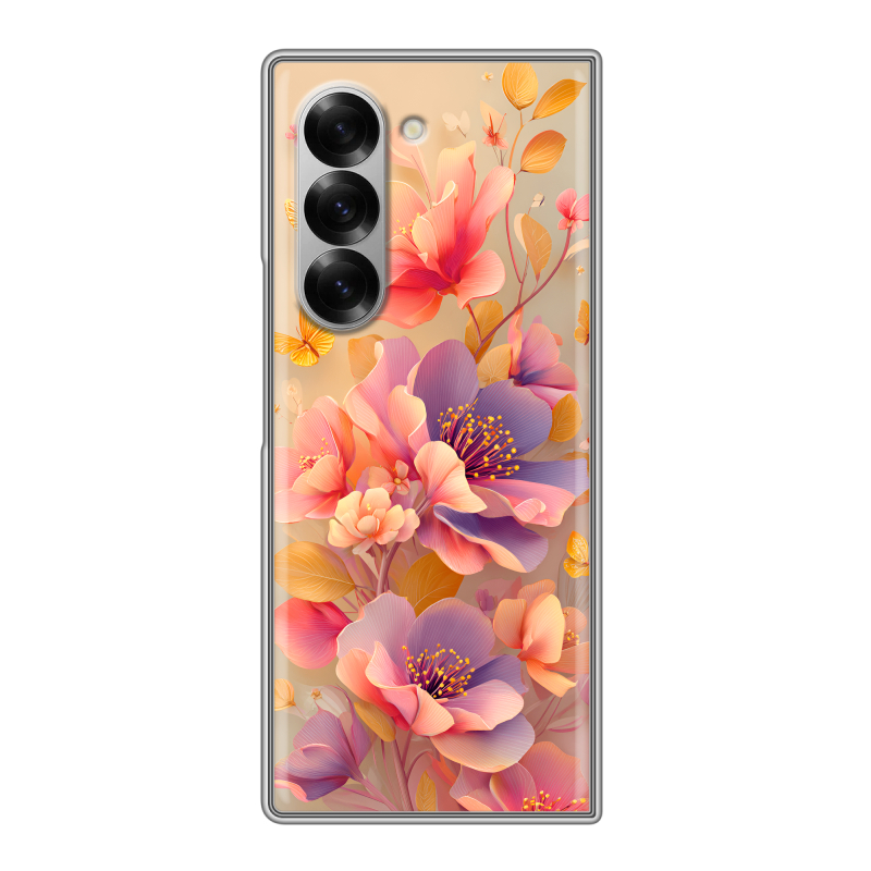 Пластиковый чехол на Samsung Galaxy Z Fold 6 с принтом Цветы и бабочки Пластиковый чехол на Samsung Galaxy Z Fold 6 с принтом Цветы и бабочки