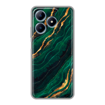 Силиконовый чехол на Realme C63 с принтом Мрамор зеленое золото Силиконовый чехол на Realme C63 с принтом Мрамор зеленое золото