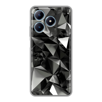 Силиконовый чехол на Realme C63 с принтом Черные кристаллы Силиконовый чехол на Realme C63 с принтом Черные кристаллы