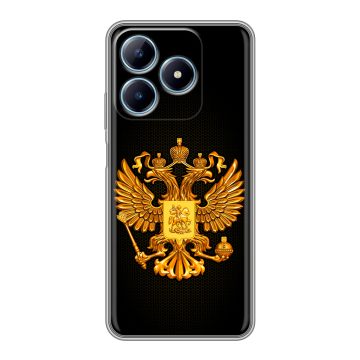 Силиконовый чехол на Realme C63 с принтом Герб России желтый