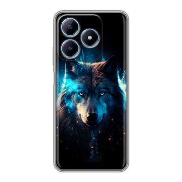 Силиконовый чехол на Realme C63 с принтом Волк ночной
