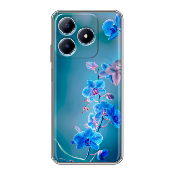 Силиконовый чехол на Realme C63 с принтом Голубые цветы Силиконовый чехол на Realme C63 с принтом Голубые цветы