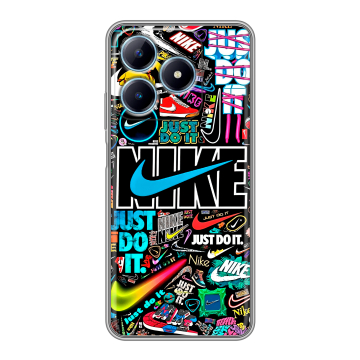 Силиконовый чехол на Realme C63 с принтом найк nike черный