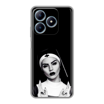 Силиконовый чехол на Realme C63 с принтом монашка