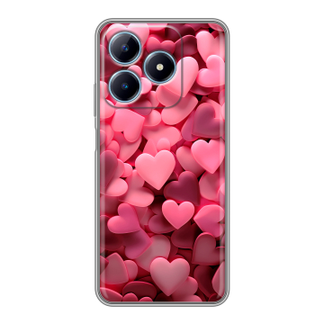 Силиконовый чехол на Realme C63 с принтом розовые сердечки Силиконовый чехол на Realme C63 с принтом розовые сердечки