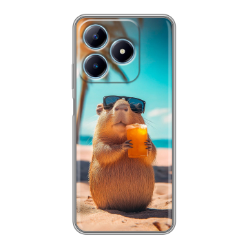 Силиконовый чехол на Realme C63 с принтом Капибара
