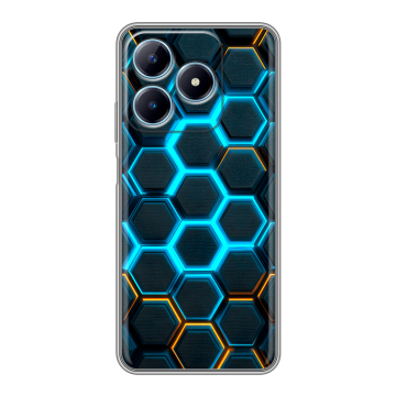 Силиконовый чехол на Realme C63 с принтом Неоновые соты Силиконовый чехол на Realme C63 с принтом Неоновые соты