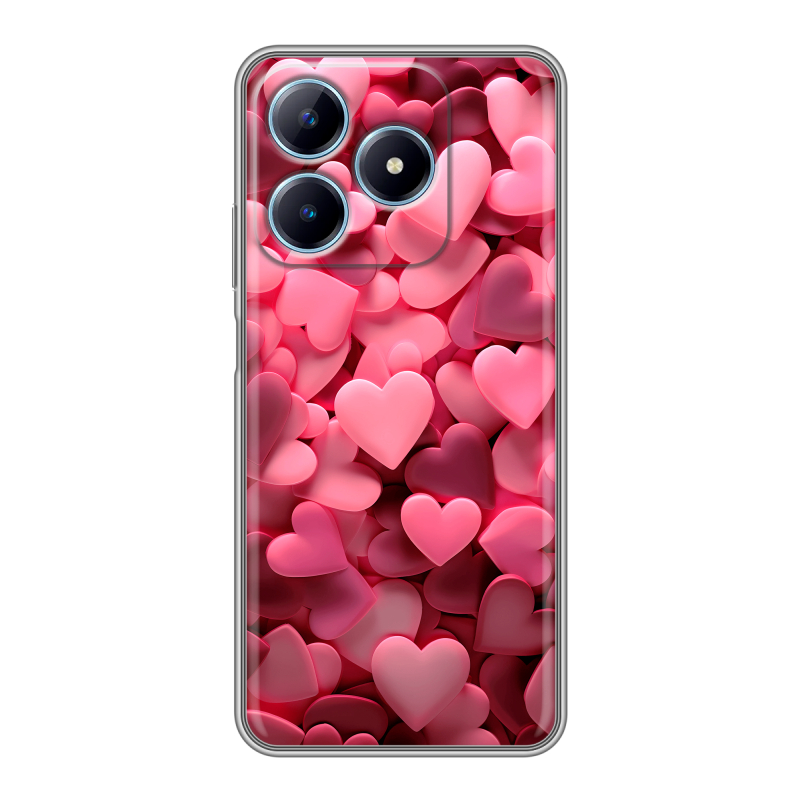 Силиконовый чехол на Realme C63 с принтом розовые сердечки Силиконовый чехол на Realme C63 с принтом розовые сердечки