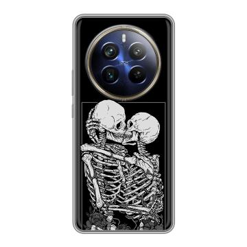 Силиконовый чехол на Realme 12 4G с принтом Поцелуй скелетов