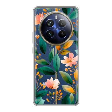 Силиконовый чехол на Realme 12 4G с принтом Цветы паттерн