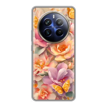 Силиконовый чехол на Realme 12 4G с принтом Цветы и бабочки