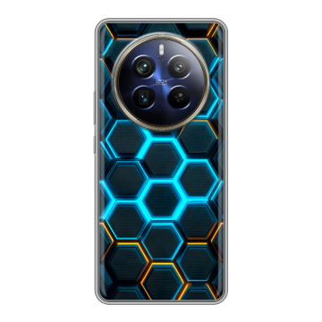 Силиконовый чехол на Realme 12 4G с принтом Неоновые соты