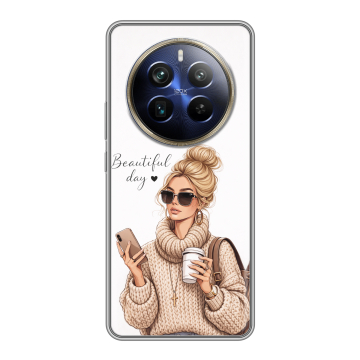 Силиконовый чехол на Realme 12 4G с принтом женский