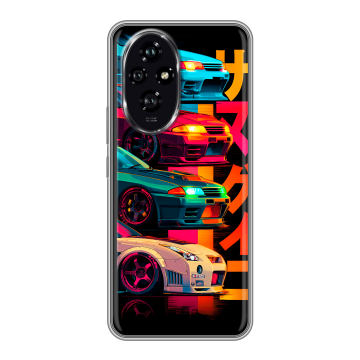 Силиконовый чехол на Honor 200 с принтом Гоночные машины