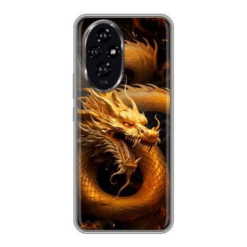 Силиконовый чехол на Honor 200 с принтом Золотой дракон