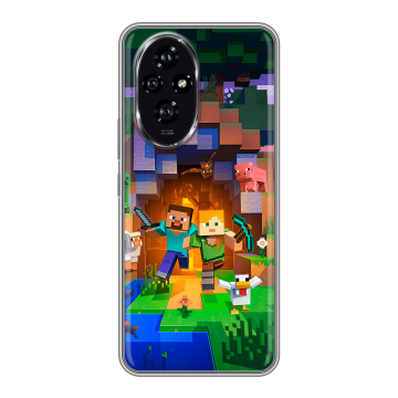 Силиконовый чехол на Honor 200 с принтом Майнкрафт Minecraft