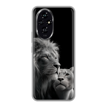 Силиконовый чехол на Honor 200 с принтом Лев кошки