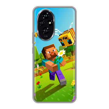 Силиконовый чехол на Honor 200 с принтом Майнкрафт Minecraft Силиконовый чехол на Honor 200 с принтом Майнкрафт Minecraft