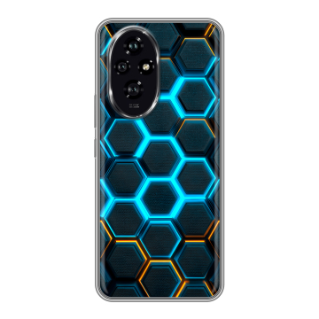 Силиконовый чехол на Honor 200 с принтом Неоновые соты