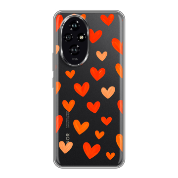 Силиконовый чехол на Honor 200 с принтом Сердечки