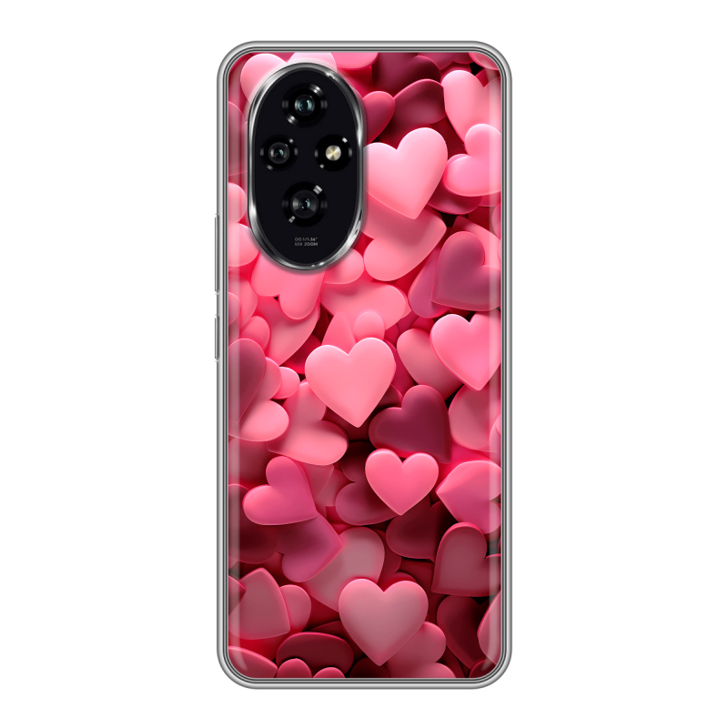 Силиконовый чехол на Honor 200 с принтом розовые сердечки Силиконовый чехол на Honor 200 с принтом розовые сердечки