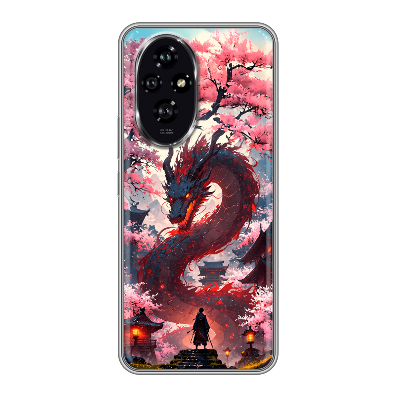 Силиконовый чехол на Honor 200 с принтом Дракон Японский Силиконовый чехол на Honor 200 с принтом Дракон Японский