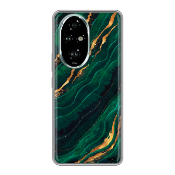 Силиконовый чехол на Honor 200 Pro с принтом Мрамор зеленое золото Силиконовый чехол на Honor 200 Pro с принтом Мрамор зеленое золото