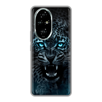 Силиконовый чехол на Honor 200 Pro с принтом Темный леопард Силиконовый чехол на Honor 200 Pro с принтом Темный леопард