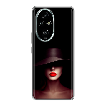 Силиконовый чехол на Honor 200 Pro с принтом Девушка в шляпе Силиконовый чехол на Honor 200 Pro с принтом Девушка в шляпе