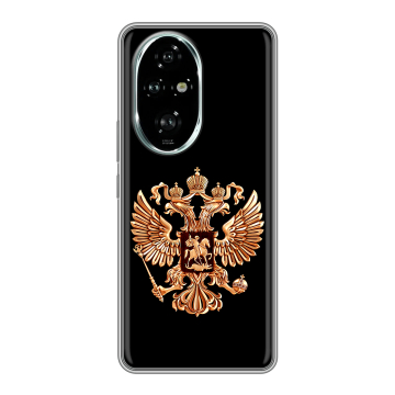 Силиконовый чехол на Honor 200 Pro с принтом Герб России золотой