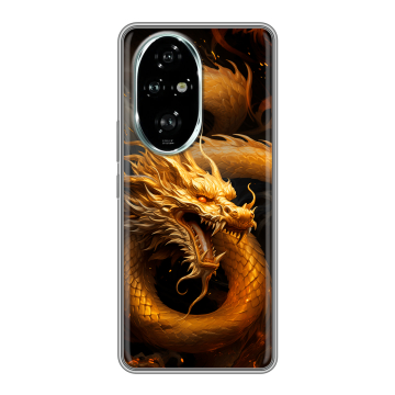 Силиконовый чехол на Honor 200 Pro с принтом Золотой дракон
